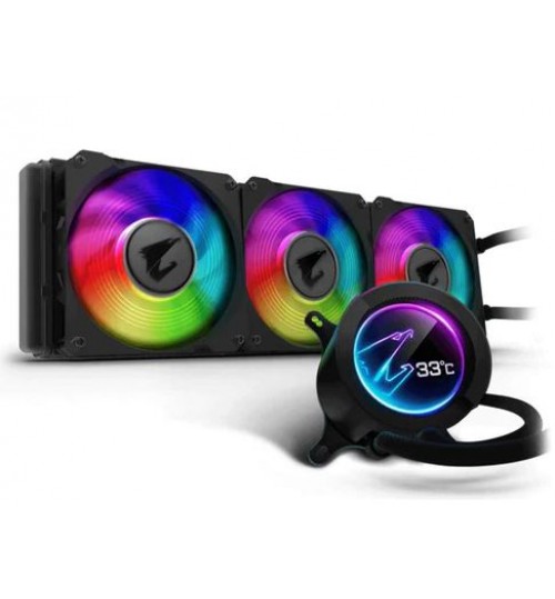 AORUS LIQUID COOLER 360 All-in-one Liquid Cooler with Circular LCD Display RGB Fusion 2.0 Triple 120mm ARGB Fans